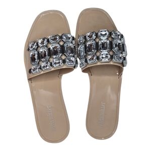 Olivia Miller Sophie nude embellished jelly slides